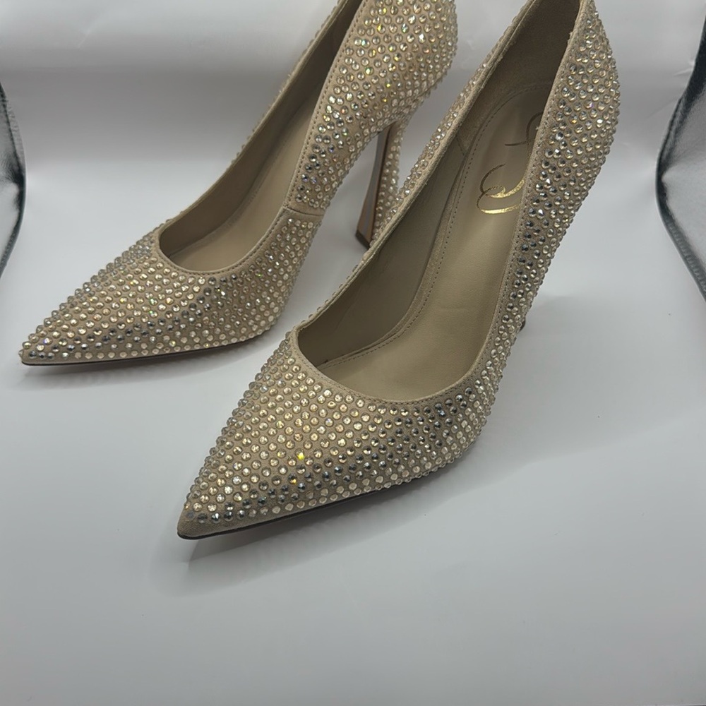 Sam Edelman Antonia Glitz Allover Rhinestones Pump Sesame Suede